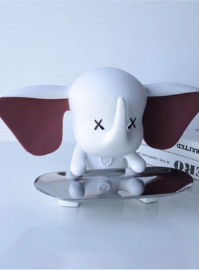 现代轻奢简约大象托盘摆件样板间入户玄关小飞象收纳盘儿童房摆件