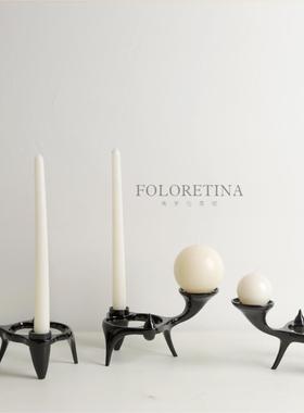 现代轻奢简约金属几何异形创意烛台摆件样板间茶几台面装饰品摆设