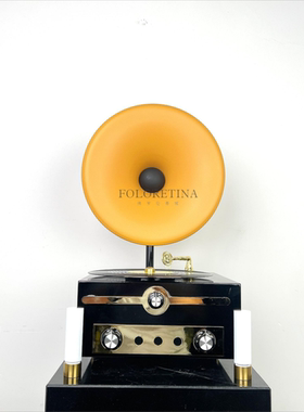 现代轻奢简约复古留声机创意摆设样板间售楼处大堂音乐主题装饰品