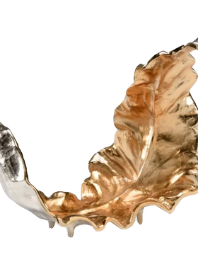 欧式简约复古铝合金叶子创意摆件样板间客厅茶几金属树叶装饰品