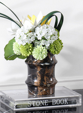 现代简约天然大理石几何创意花器样板间售楼处花瓶软装饰品摆设