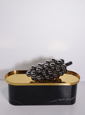 现代简约水晶电镀幻彩葡萄摆件样板间售楼处茶几托盘组合创意摆设