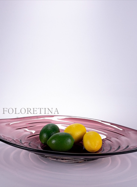 现代轻奢简约手工艺术玻璃果盘摆件样板间疏离水果收纳盘装饰摆设