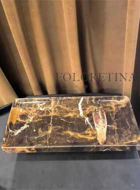 托盘果盘托盘摆件大理石新中式