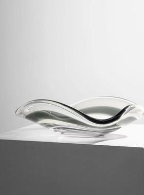 现代轻奢简约手工玻璃异形果盘样板间客厅疏璃水果收纳盘创意摆件