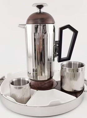 现代简约食用不锈钢咖啡组合套装摆件样板间售楼处小众餐具装饰品