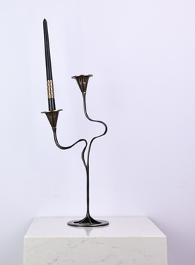 现代轻奢进口黄铜烛台装饰摆件