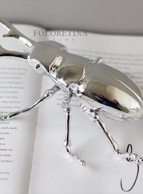 现代轻奢简约金属电镀昆虫创意摆件样板间售楼处桌面甲壳虫装饰品