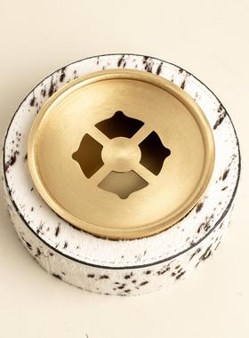 现代轻奢马毛皮革旋转烟灰缸