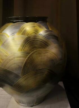 中古风复古风高温陶瓷手绘原创花器摆件样板间售楼处高端陶瓷花瓶