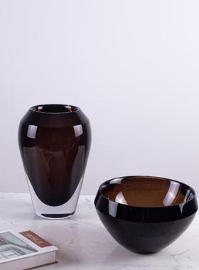 斜口客厅装饰品烛台玻璃花瓶欧式