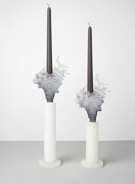 现代简约西班牙云石几何创意烛台装饰品样板间售楼处桌面小众烛台