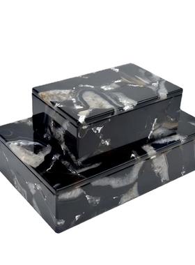 中古风复古风天然玛瑙创意首饰盒样板间售楼处高端水晶石收纳盒