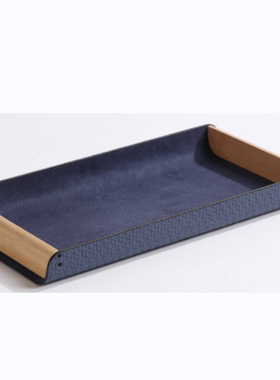 现代轻奢简约高端皮革收纳盘托盘样板间售楼处收纳盒装饰品摆件