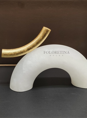 现代轻奢简约进口西班牙云石几何创意装饰品摆件样板间书柜软装