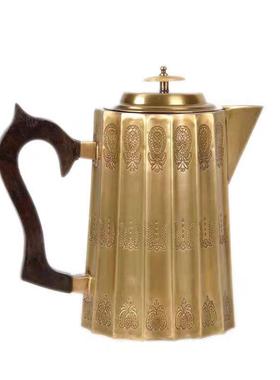 中古风美式印度进口黄铜高端冷水壶样板间小众手工纯铜储物罐摆设