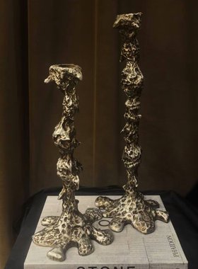 中古风复古风合金铸造异形创意烛台摆件样板间售楼处少众金属烛台