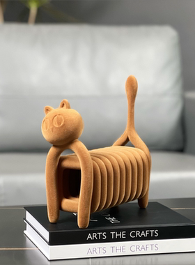 现代轻奢简约树脂植绒卡通猫咪摆件样板间儿童房装饰品创意摆件