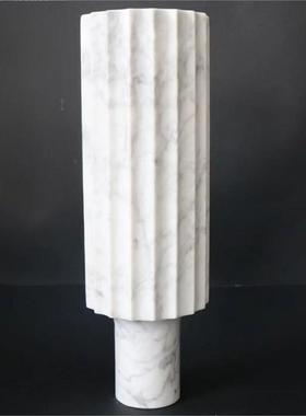 现代简约天然大理石创意花器摆件样板间售楼处高端石材几何花瓶