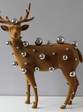 现代轻奢简约样板间售楼处雕塑创意摆件鹿装饰品拉气球人物摆设品