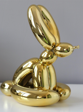 现代简约卡通银色金色坐姿气球狗摆件样板间儿童房床头柜台面装饰