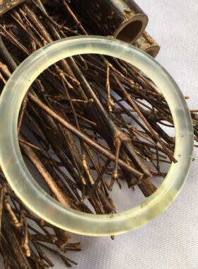 天然正品细圆条冰透水草岫玉手镯