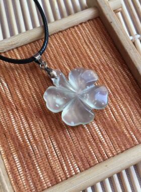 套装女款吊坠冰透四叶草天然岫玉