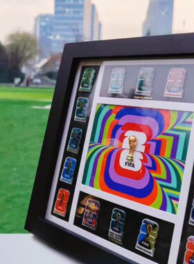 FIFA世界杯徽章收藏框桌面摆件复古装饰画足球迷收藏品