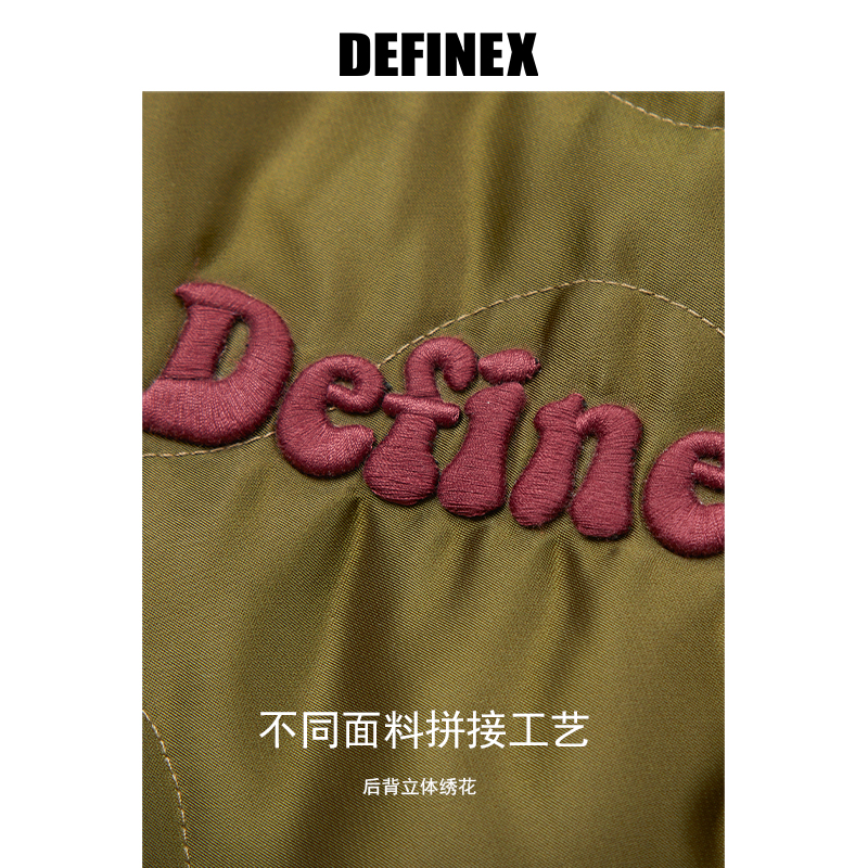 DEFINEX潮牌23冬美式飞行夹克棉服男高街保暖重磅棉风衣外套