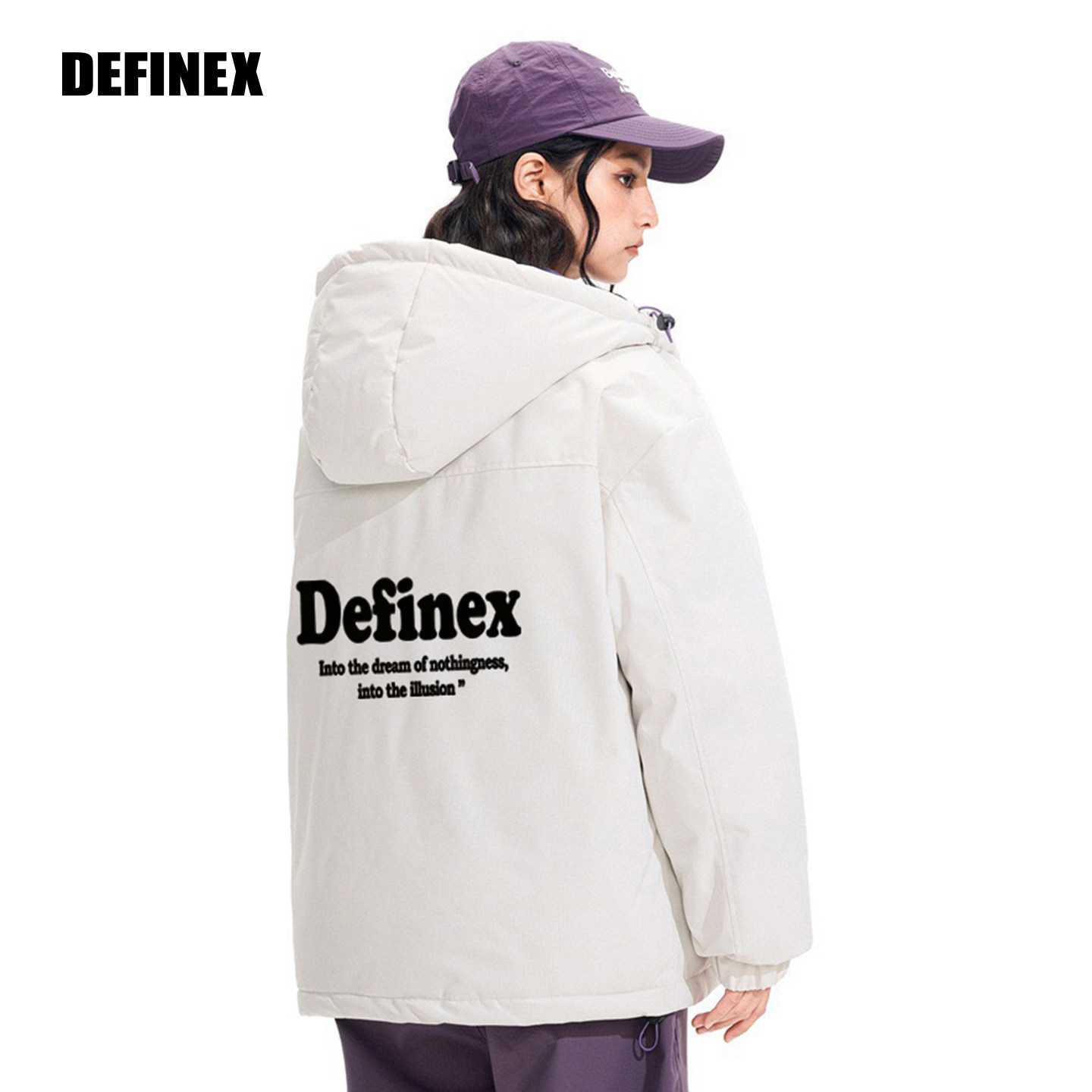 DEFINEX25秋冬潮流户外机能撞色拉链连帽棉服男女款宽松冬季外套