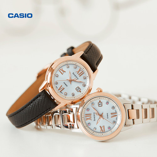 casioSHE-4522石英防水女士太阳能手表卡西欧SHEEN官方正品 - 图1