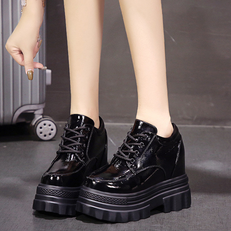 小个子内增高女鞋10cm2025新款春秋百搭松糕厚底单鞋英伦风小皮鞋,淘宝优惠券,粉丝福利购,淘宝优惠卷