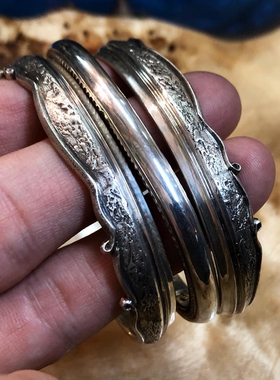 正品代理银饰18k金组合手镯