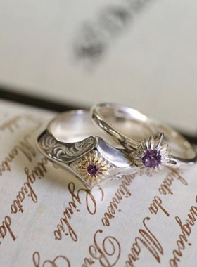 日本直邮手工银饰太阳神唐草戒指