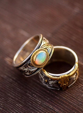 HorizonBlue925银欧珀石戒指