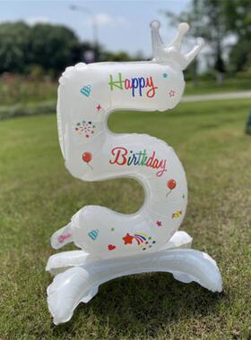 32 Inch White Foil Number Balloons Digital Globos Birthday W