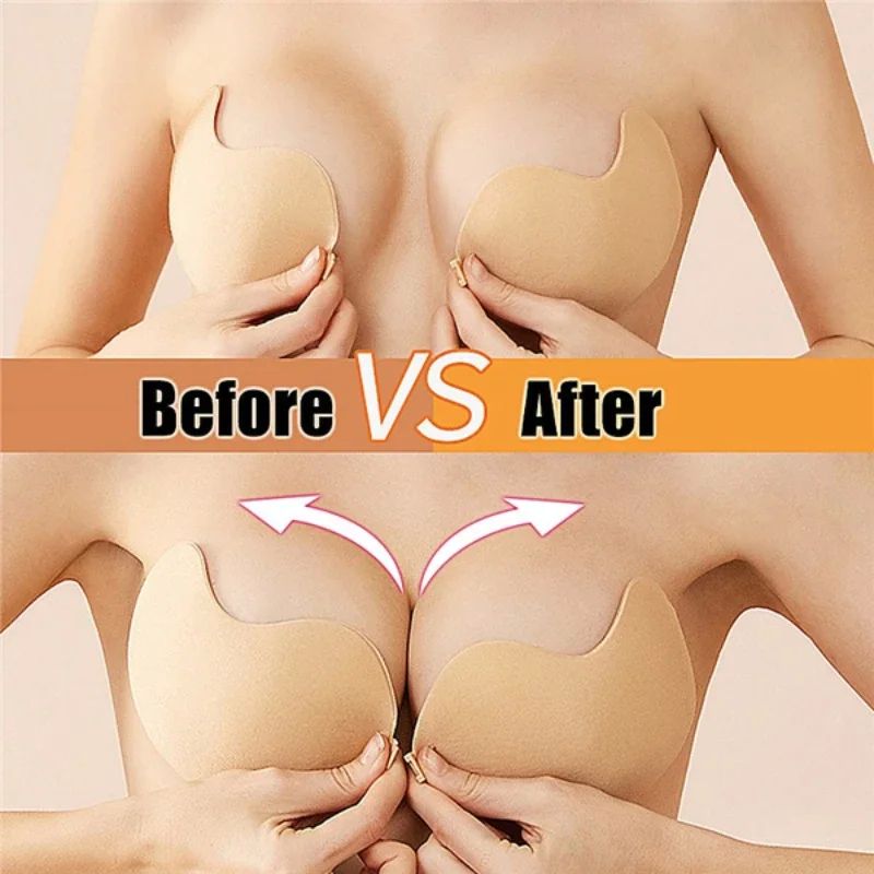 Women Push Up Bra Adhesive Pasty Strapless Bras Reusable Nip-图0