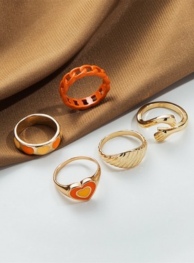 Sevimli renkli kelebek kalp yüzük seti a??k yüzükler top