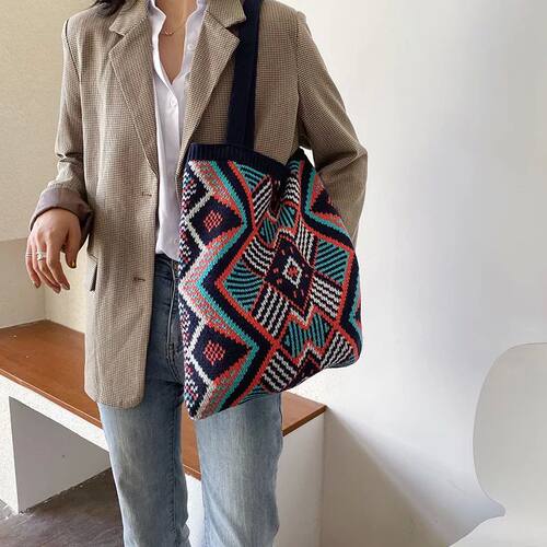 Lady Knitting Gypsy Bohemian Boho Chic Aztec Tote Bag Women - 图1