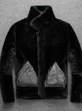 GU.SEEMIO Men's Sheep Shearling Lambskin  Warm Jacket Origin