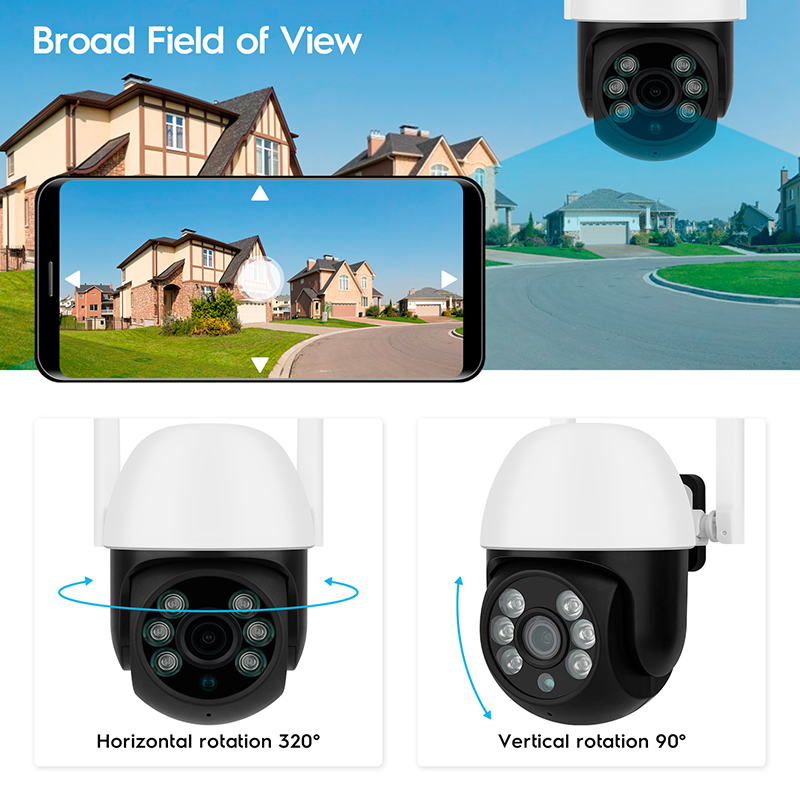 Smart Camera 1080P HD WiFi 2MP CCTV Night Vision Webcam Outd-图0