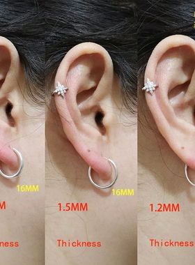 Medium 925 Sterling Silver Small Hoop Earrings For Women Ear