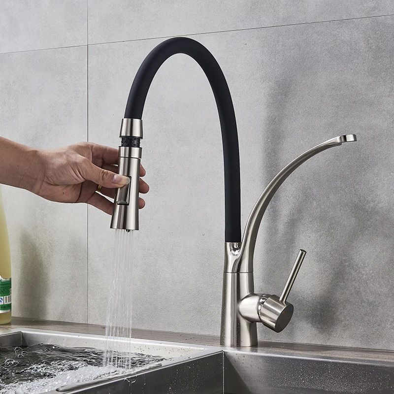 Black LED Kitchen Sink Faucet Swivel Pull Down Kitchen Fauce - 图1