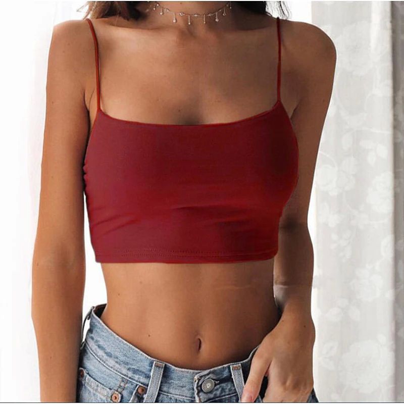 Sexy Tank Top Black Halter Crop Tops Women Summer Camis Back - 图0