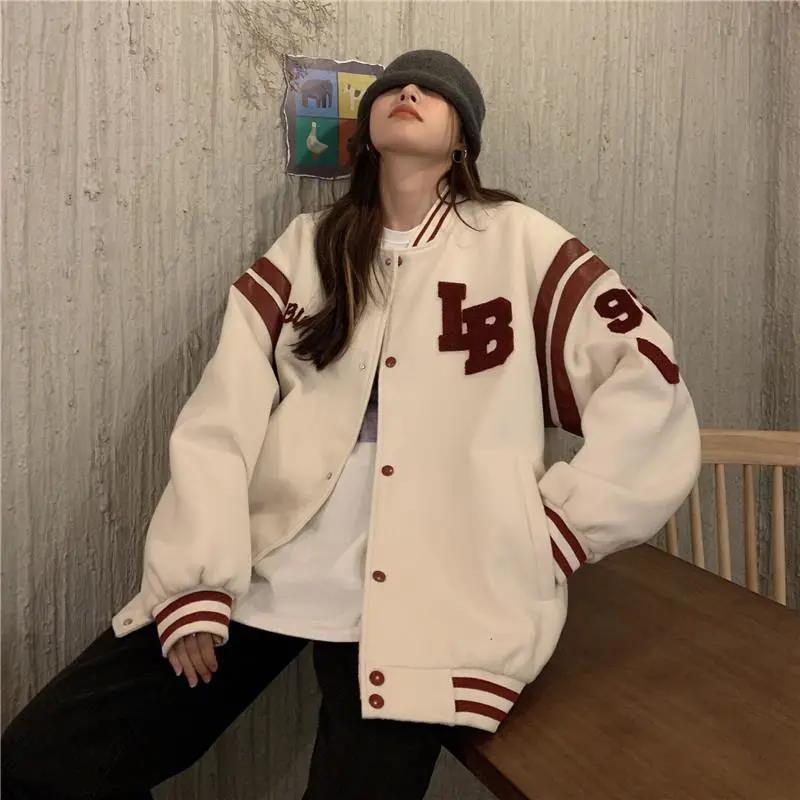 Deeptown Baseball Jacket Women Vintage Korean Fashion Setwea - 图2