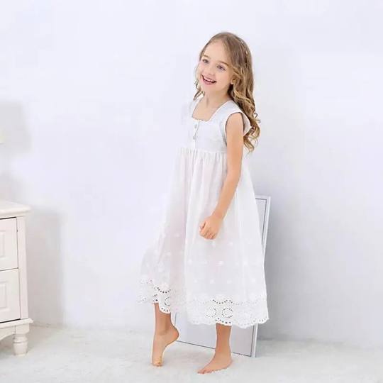 Toddle Girl White Nightdress Princess Dress Children Pajamas