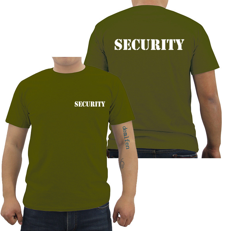 Security Men's T-shirt Event Staff Black Double Sided Top Qu - 图2