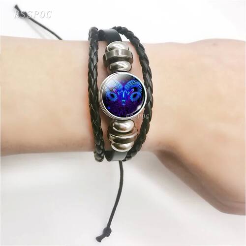 12 Zodiac Signs Constellation Charm Bracelet Men Women Fashi - 图1