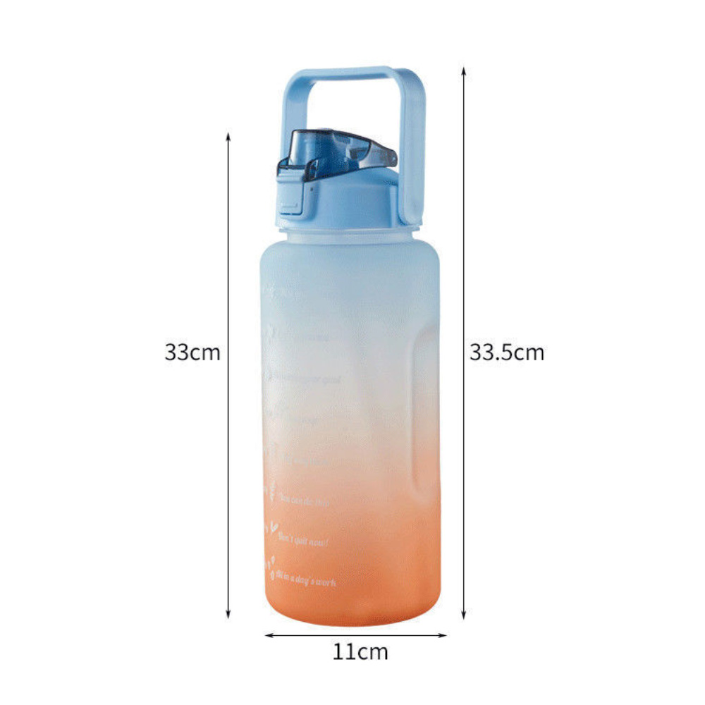 2L Large Capacity Water Bottle Straw Cup Gradient Color Plas-图2