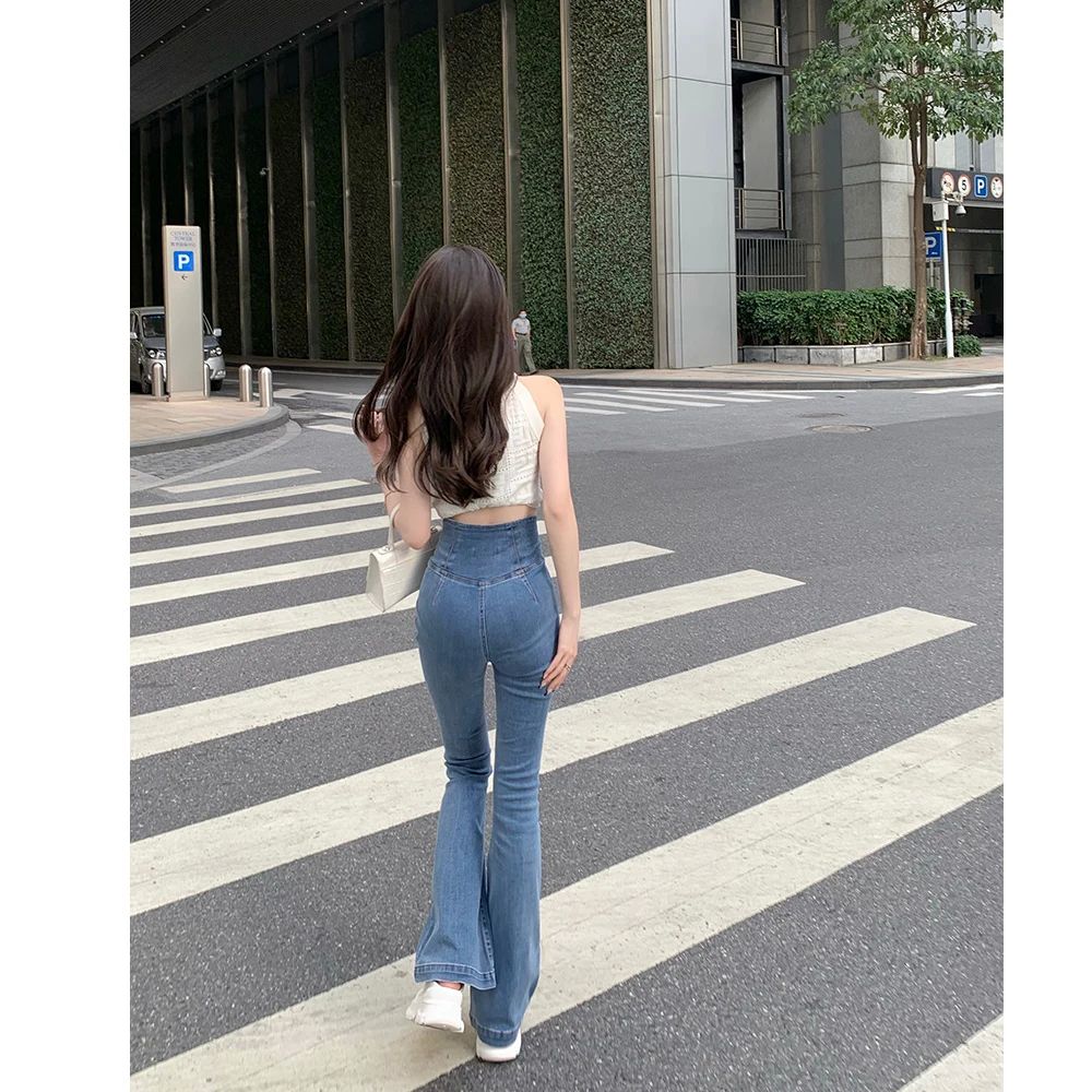 2022 new high waist hip lift skinny jeans women's elastic sl - 图0